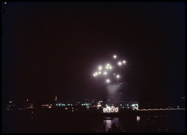 Fireworks over the City of Westminster, London, 1953. Creator: Ministry of Works.