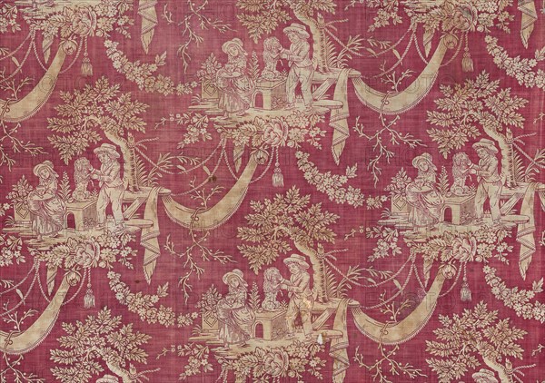 Children and Pets (Furnishing Fabric), Normandie, 1800/1820. Creator: Unknown.
