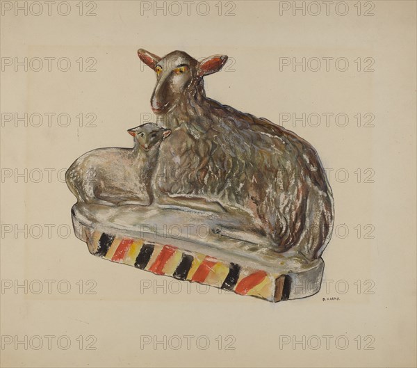 Pa. German Chalkware Sheep, c. 1937. Creator: Dorothy Harris.