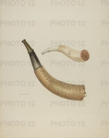 Powder Horn, 1935/1942. Creator: Alfred Koehn.