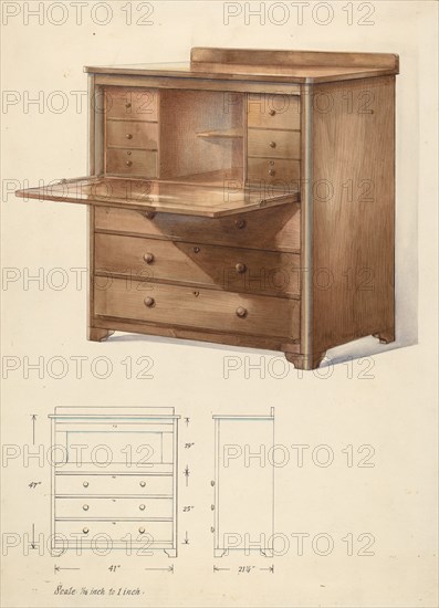 Bishop Hill: Desk, 1936. Creator: Alfred Koehn.