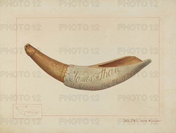 Powder Horn, c. 1937. Creator: James M. Lawson.