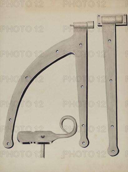 Shutter Hinge and Fastener, c. 1936. Creator: James M. Lawson.