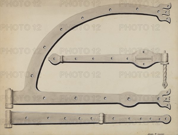 Door Hinges, c. 1936. Creator: James M. Lawson.