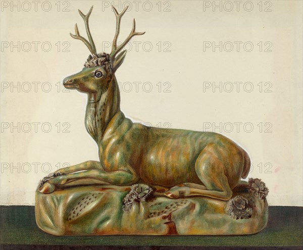 Stag Statuette, 1935/1942. Creator: Cleo Lovett.