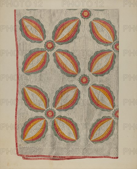 Applique Quilt, 1935/1942. Creator: Alois E. Ulrich.