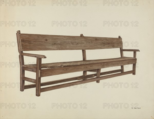 Mission Bench, c. 1938. Creator: Vera Van Voris.