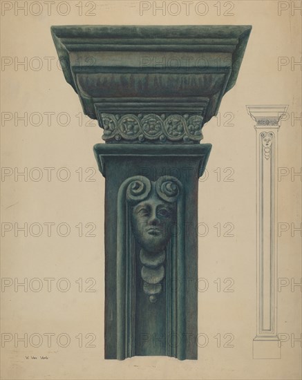 Cast Iron Pillar, 1935/1942. Creator: Vera Van Voris.