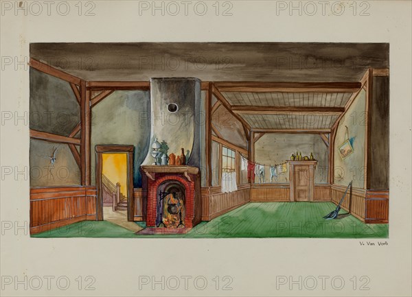 Backdrop for Puppet Show, c. 1937. Creator: Vera Van Voris.