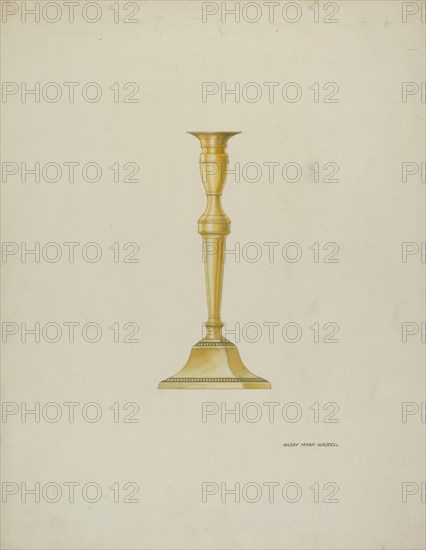 Brass Candlestick, c. 1937. Creator: Harry Mann Waddell.