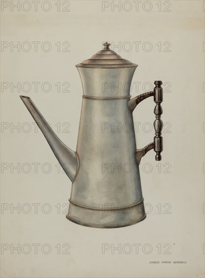 Pewter Coffee Pot, c. 1937. Creator: Harry Mann Waddell.