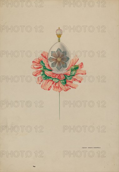 Cascarone (eggshell) Stick Pin, c. 1940. Creator: Harry Mann Waddell.