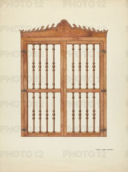 Grille Doors of Wood, c. 1939. Creator: Harry Mann Waddell.