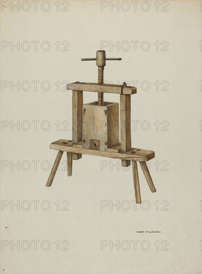 Cider Press, c. 1940. Creator: Harry Mann Waddell.