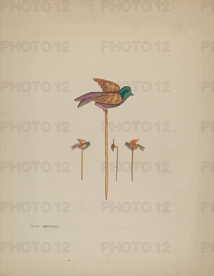 Bird Stick Pin, c. 1937. Creator: Tulita Westfall.