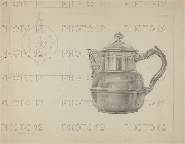 Silver Teapot, 1935/1942. Creator: Carmel Wilson.