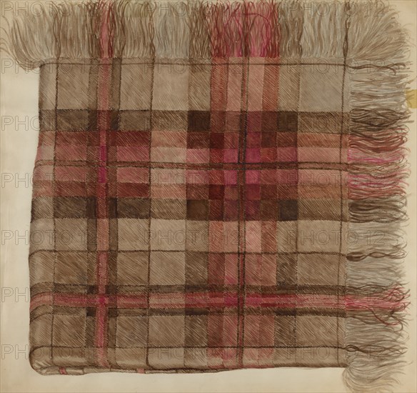 Shawl (Plaid), c. 1937. Creator: Eva Wilson.