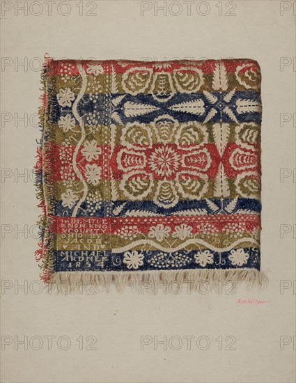 Jacquard Coverlet, c. 1938. Creator: Eva Wilson.