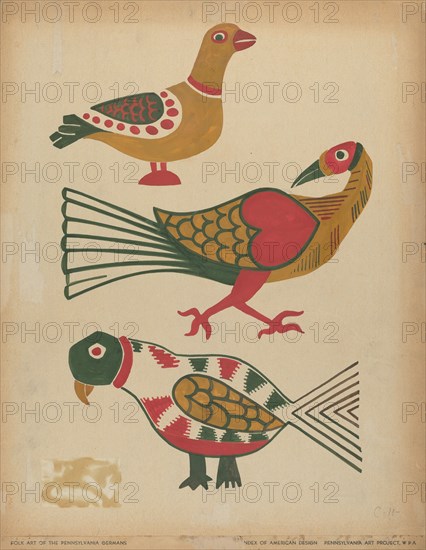 Drawing for Plate 10: From the Portfolio "Folk Art of Rural Pennsylvania", c. 1939. Creator: Unknown.