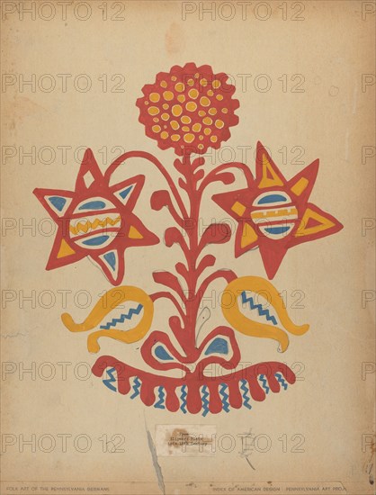 Drawing for Plate 11: From the Portfolio "Folk Art of Rural Pennsylvania", c. 1939. Creator: Unknown.