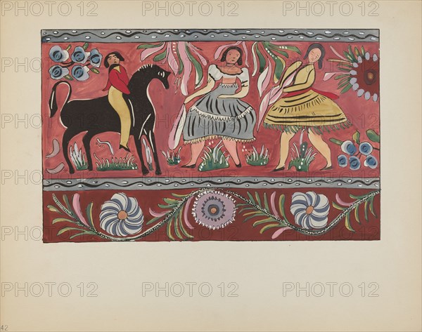Plate 42: Painted Chest Design: From Portfolio "Spanish Colonial Designs of New Mexico", 1935/1942. Creator: Unknown.
