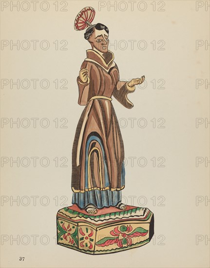 Plate 37: St. Anthony Bulto: From Portfolio "Spanish Colonial Designs of New Mexico, 1934/1942. Creator: Unknown.