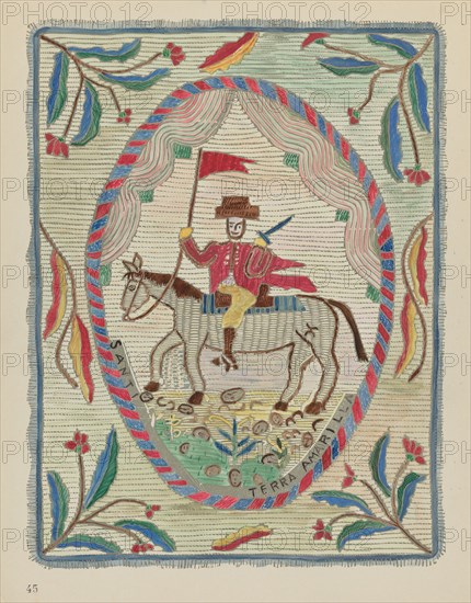 Plate 45: Embroidered Bedspread (St. James): From Portfolio "Spanish Colonial...", 1935/1942. Creator: Unknown.