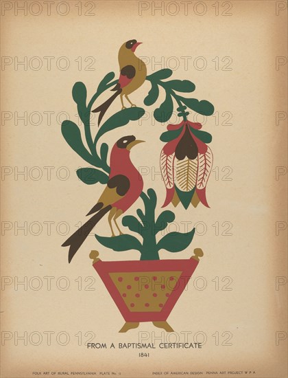 Plate 12: From the Portfolio "Folk Art of Rural Pennsylvania", c. 1939. Creator: Unknown.