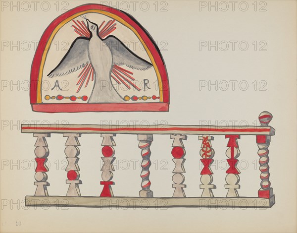 Plate 10: Holy Ghost Lunette & Altar Rail, Chimayo: From Portfolio "Spanish Colonial...", 1935/1942. Creator: Unknown.