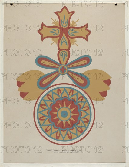 Santa Barbara Mission Doorway Design from the portfolio "Decorative Art...", 1935/1942. Creator: Unknown.