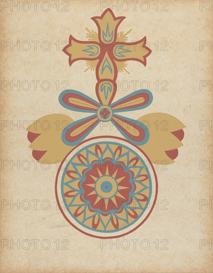 Santa Barbara Mission Doorway Design from the portfolio "Decorative Art...", 1935/1942. Creator: Unknown.