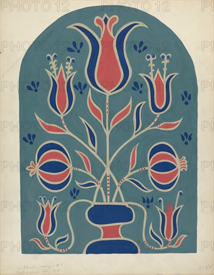 Study for Proposed Portfolio "Decorated Chests of Rural Pennsylvania", 1941. Creator: Unknown.