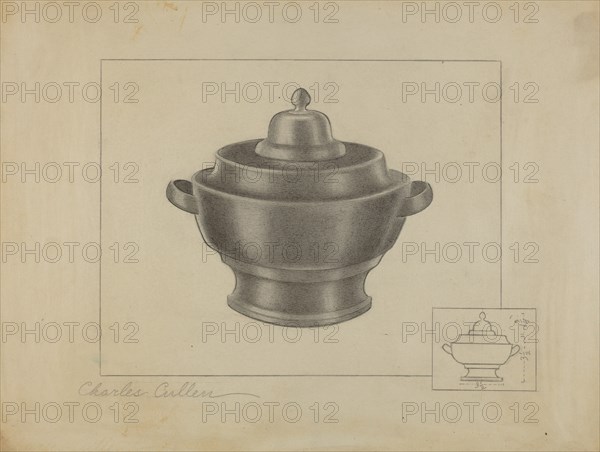 Pewter Sugar Bowl, 1935/1942. Creator: Charles Cullen.
