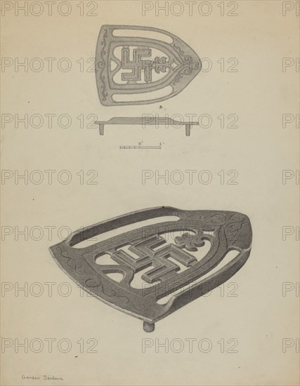 Pa. German Flat-iron Holder, c. 1938. Creator: Gordon Sanborn.