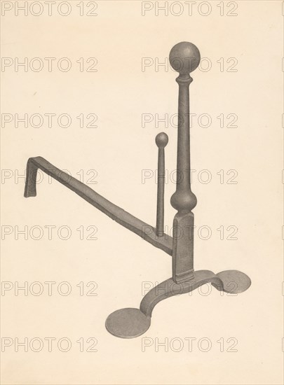 Andiron (one of pair), c. 1938. Creator: Gordon Sanborn.