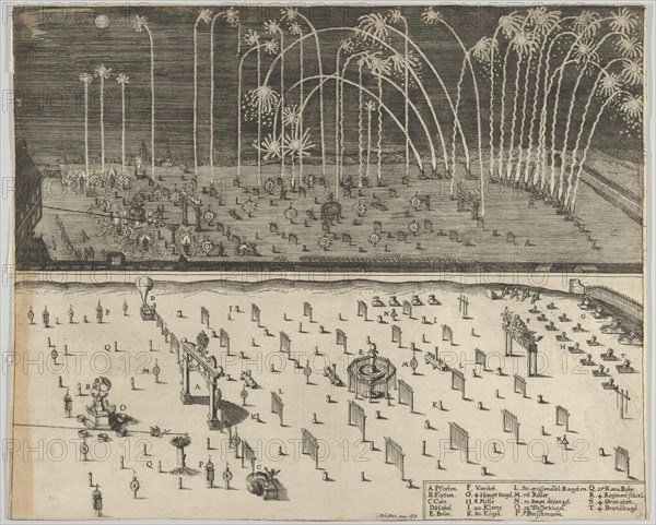 Fireworks display, Nuremberg, 1659. Creator: Anon.