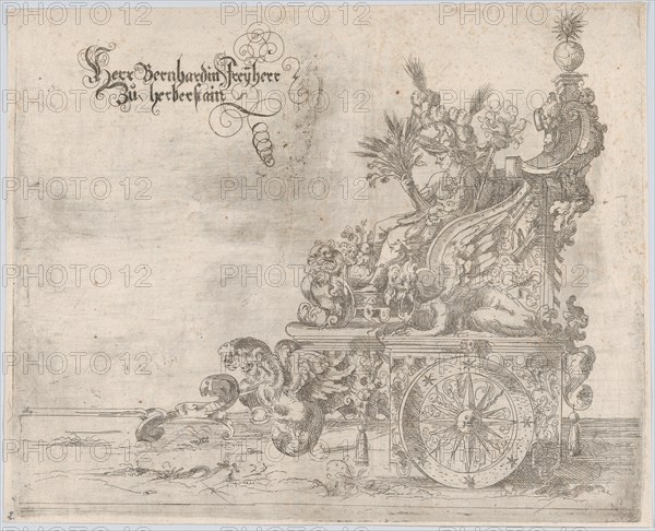 Procession, with a female figure seated on a float, 16th century., 16th century. Creator: Anon.