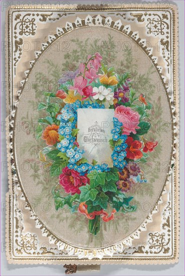 Valentine - Mechanical, pull tab bouquet, ca. 1875., ca. 1875. Creator: Anon.