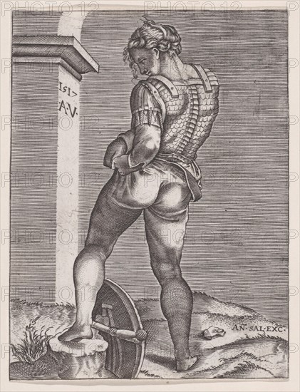 Soldier Attaching His Breeches to His Breast plate, dated 1517., dated 1517. Creator: Anon.