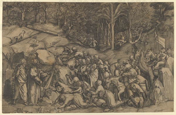 Moses striking the Rock, 1530-50., 1530-50. Creator: Anon.