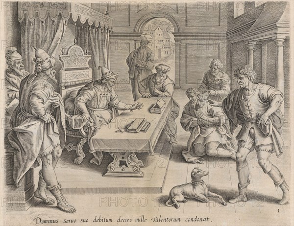 The King Cancelling his Servant's Debt, from the Parable of the Unmerciful Servant, bound ..., 1585. Creator: Anon.