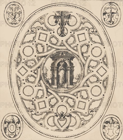 The standing Virgin with an elaborate ornamental frame, 17th century., 17th century. Creator: Anon.