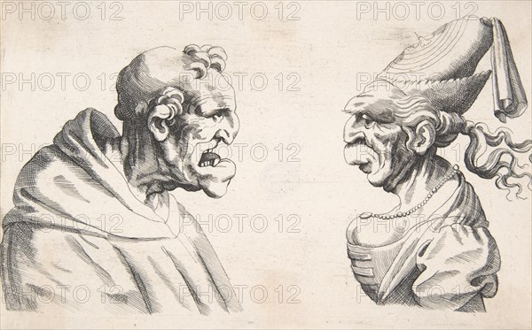 Two Grotesque Heads, 1640s., 1640s. Creator: Anon.
