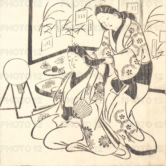 Leaf from a Book Entitled: Wakoku Hiaku-jo, One Hundred Japanese Women. Creator: Hishikawa Moronobu.