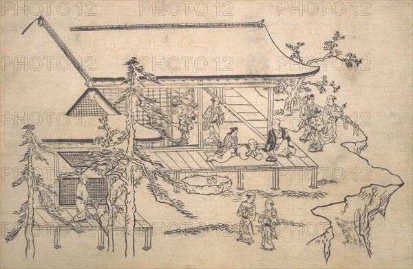 Flower-Viewing Scene, ca. 1685. Creator: Hishikawa Moronobu.