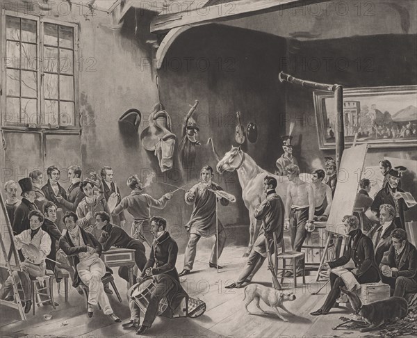 The Studio of Horace Vernet (Intérieur d'un Atelier), 1824. Creator: Émile Jean-Horace Vernet.