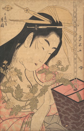 The Courtesan Tsukioka of Hyogoya. Creator: Ichirakutei Eisui.