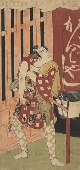 Onoe Matsusuke as a Man Standing at Night at Yoshiwara, probably 1770. Creator: Ippitsusai Buncho.