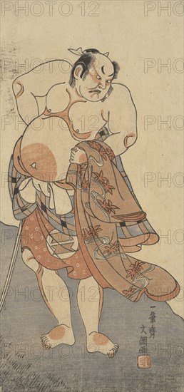 Actor Sakata Hongoro II as a Wrestler in a Play, ca. 1770. Creator: Ippitsusai Buncho.