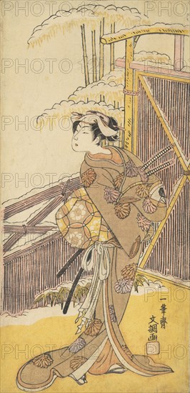 Onoe Kikugoro as Tonase, from Kanadehon Chushingura (Kanadehon Chushingura, Shosei Onoe Ki..., 1773. Creator: Ippitsusai Buncho.